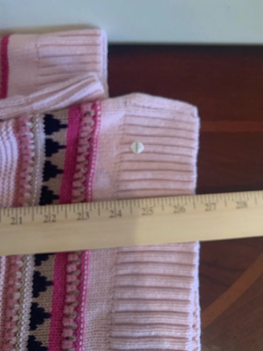 Olsen Pink and Cream Patterned Crewneck Sweater - Picture 6 of 6